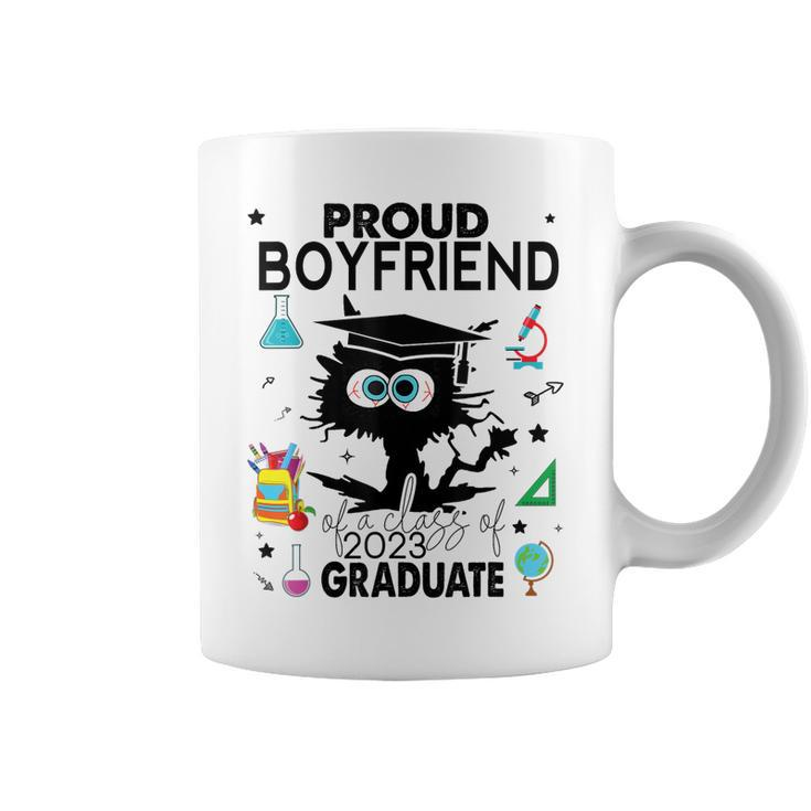 Proud Boyfriend Of A Class Of 2023 Graduate Funny Black Cat Coffee Mug