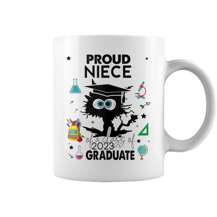 Proud Niece Of A Class Of 2023 Graduate Cool Funny Black Cat Coffee Mug