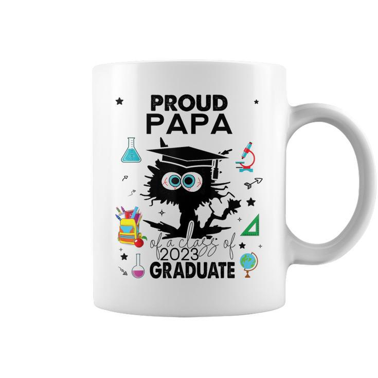 Proud Papa Of A Class Of 2023 Graduate Cool Funny Black Cat Coffee Mug