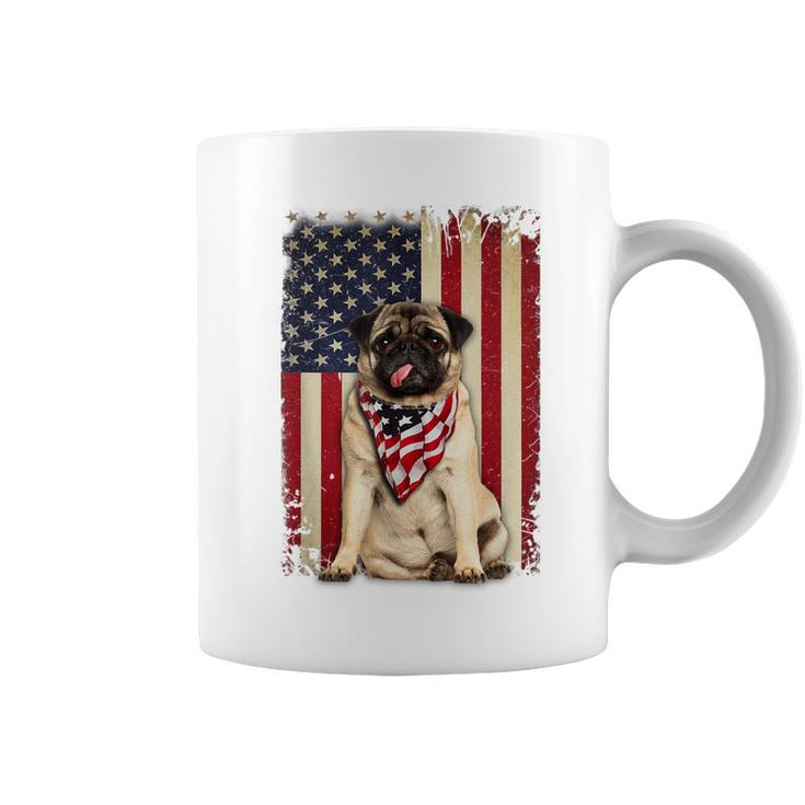 Pug American Flag 4Th Of July  Independence Coffee Mug