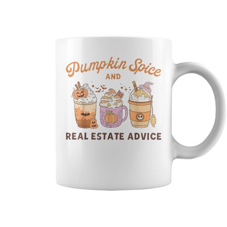 Pumpkin Spice And Real Estate Advice Coffee Halloween Fall Coffee Mug