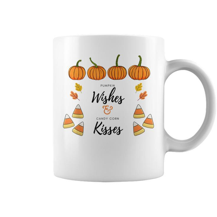 Pumpkin Wishes And Candy Corn Kisses Quote Halloween Fall Halloween Coffee Mug