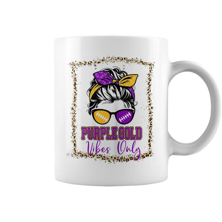 Purple Gold Vibes Only Football Leopard Football Coffee Mug