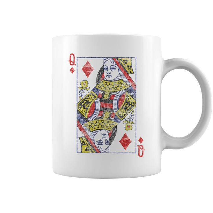 Queen Of Diamonds Card Costume Poker Distressed Coffee Mug