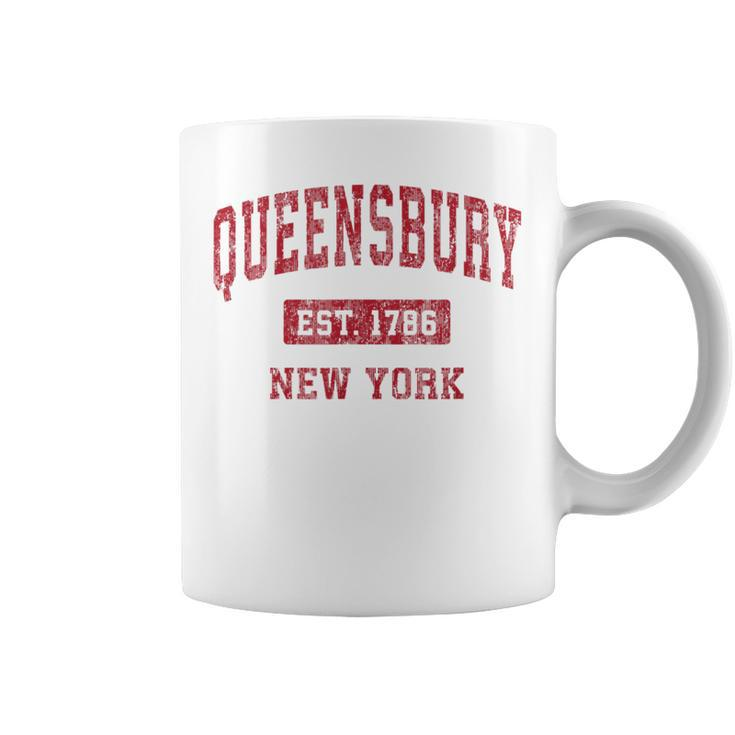 Queensbury New York Ny Vintage Sports Red Coffee Mug