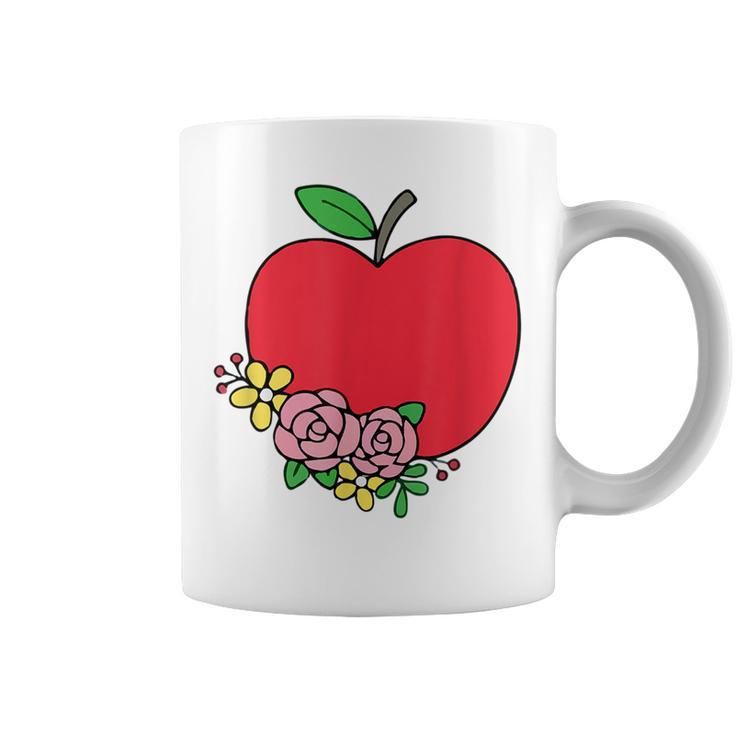 Red Apple With Flowers Proud Teacher Life Teaching Job Pride  Coffee Mug