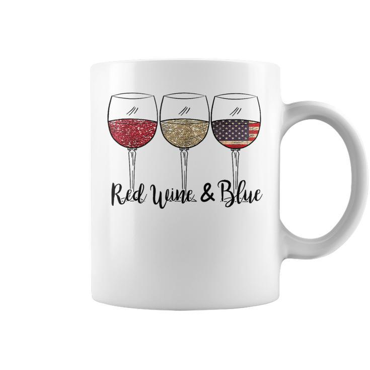 Red Wine & Blue 4Th Of July Usa American Flag Wine Patriotic  Coffee Mug