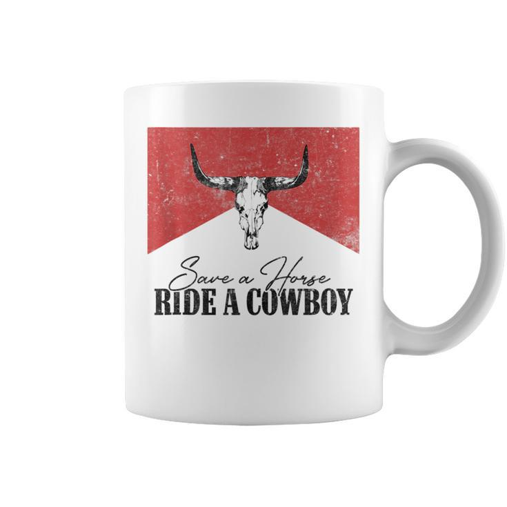 Retro Bull Skull Save A Horse Ride A Cowboy Western Country  Coffee Mug