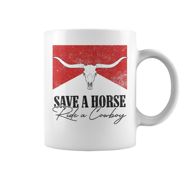 Retro Bull Skull Western Country Save A Horse Ride A Cowboy Coffee Mug