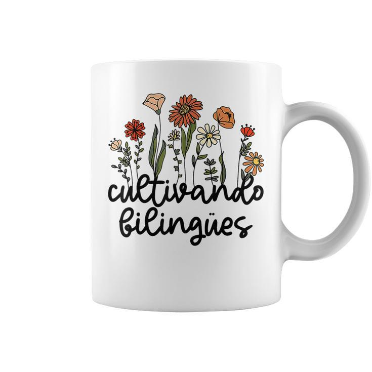 Retro Cultivando Bilingues Dual Language Bilingual Teacher Coffee Mug