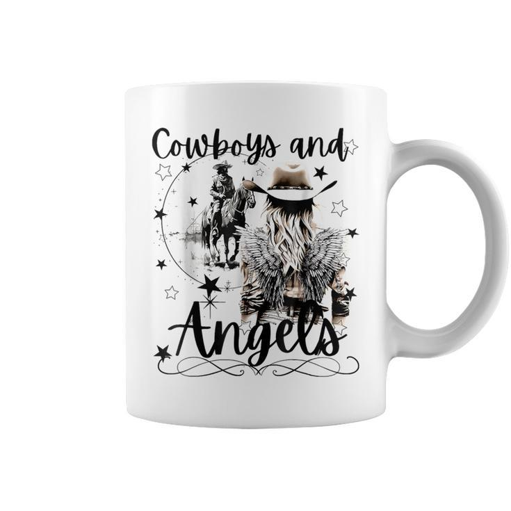 Retro Desert Cowboys And Angels Western Country Cowgirl Coffee Mug