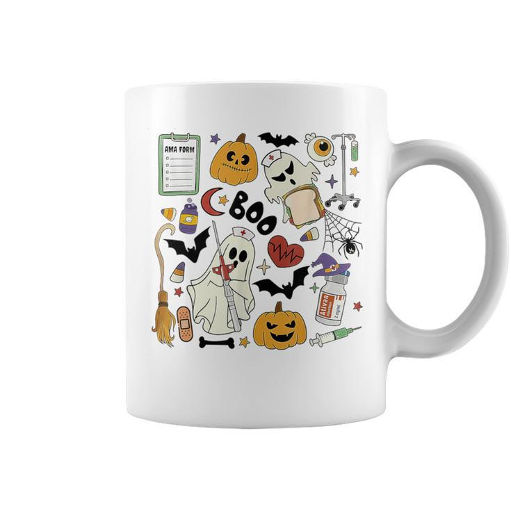 Retro Er Nurse Emergency Room Halloween Boo Ghost Pumpkin Coffee Mug