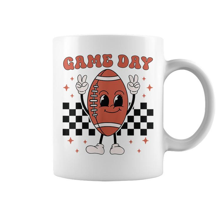 Retro Groovy Game Day American Football Players Fans Outfit Coffee Mug