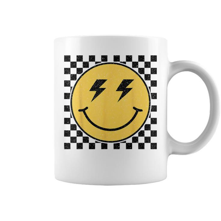Retro Happy Face Checkered Pattern Smile Face Trendy Smiling Coffee Mug