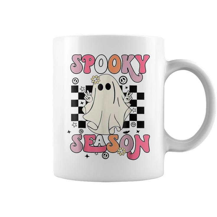 Retro Hippie Halloween Cute Ghost Spooky Season Coffee Mug
