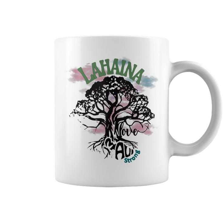 Retro Lahaina Strong Love Maui Support Hawaii Trees Coffee Mug
