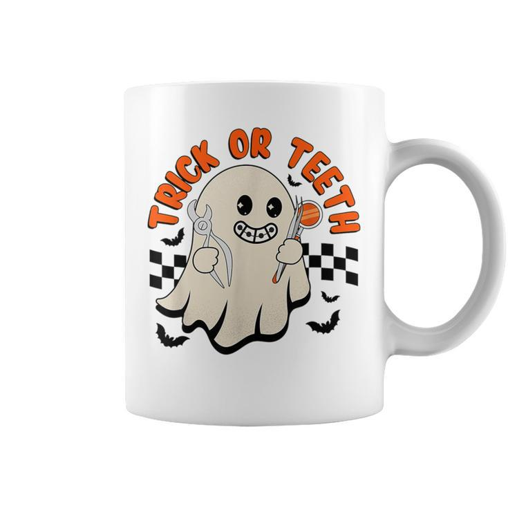Retro Orthodontist Halloween Trick Or Treat Dentist Ghost Coffee Mug