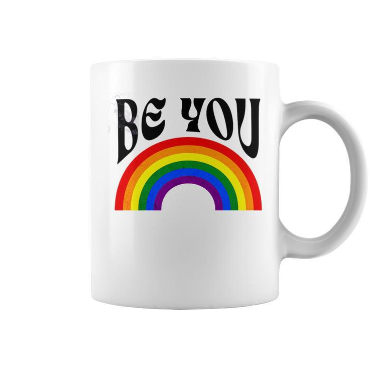 Retro Rainbow Lgbtq Be You Gay Pride Lgbt Ally Flag Vintage   Coffee Mug