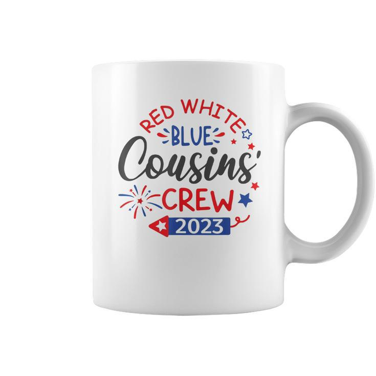 Retro Red White Blue Cousins Crew 2023 4Th Of July Kids  Coffee Mug