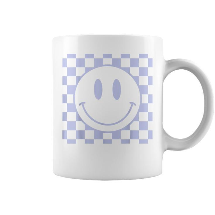 Retro Smile Face Vintage Checkered Pattern 70S Happy Face Coffee Mug