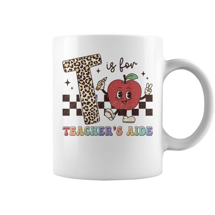 Retro T Is For Teacher’S Aide Leopard Back To School Coffee Mug