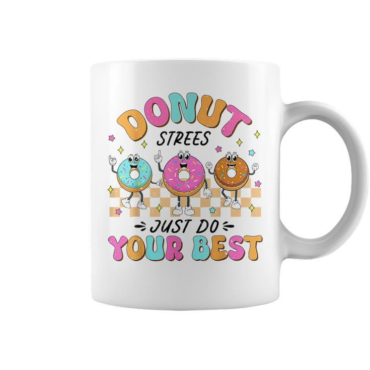 Retro Test Day Teachers Kids Donut Stress Just Do Your Best  Coffee Mug