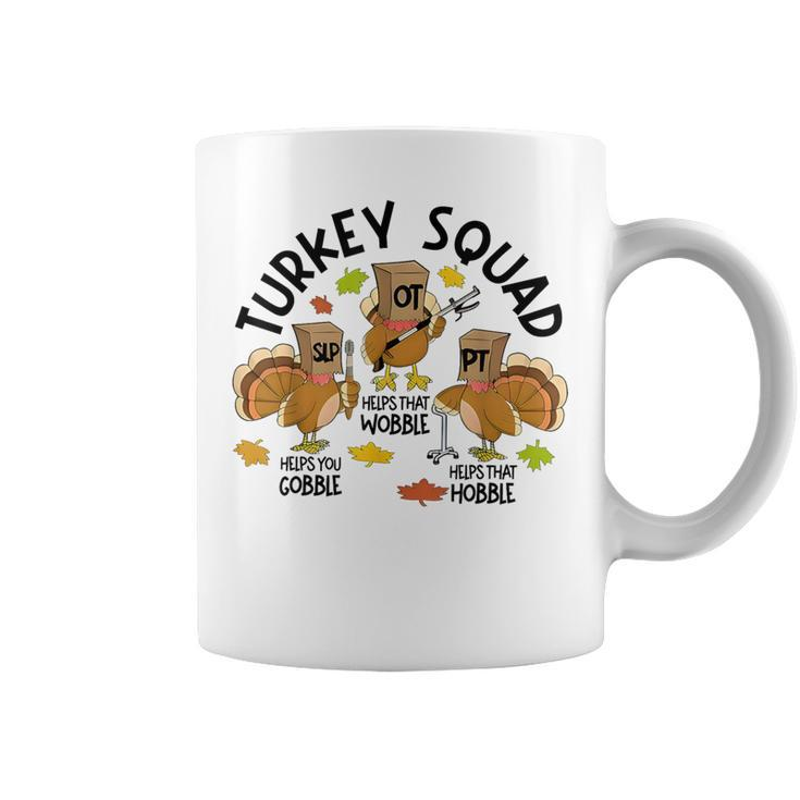Retro Turkey Squad Thanksgiving Slp Ot Pt Speech Therapy Coffee Mug