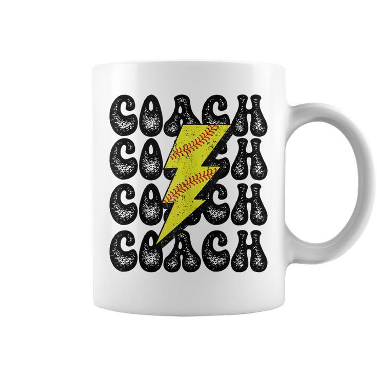 Retro Vintage Softball Coach Lightning Bolt  Coffee Mug