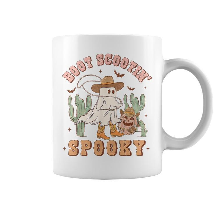 Retro Western Halloween Cowboy Ghost Boot Scootin Spooky Coffee Mug