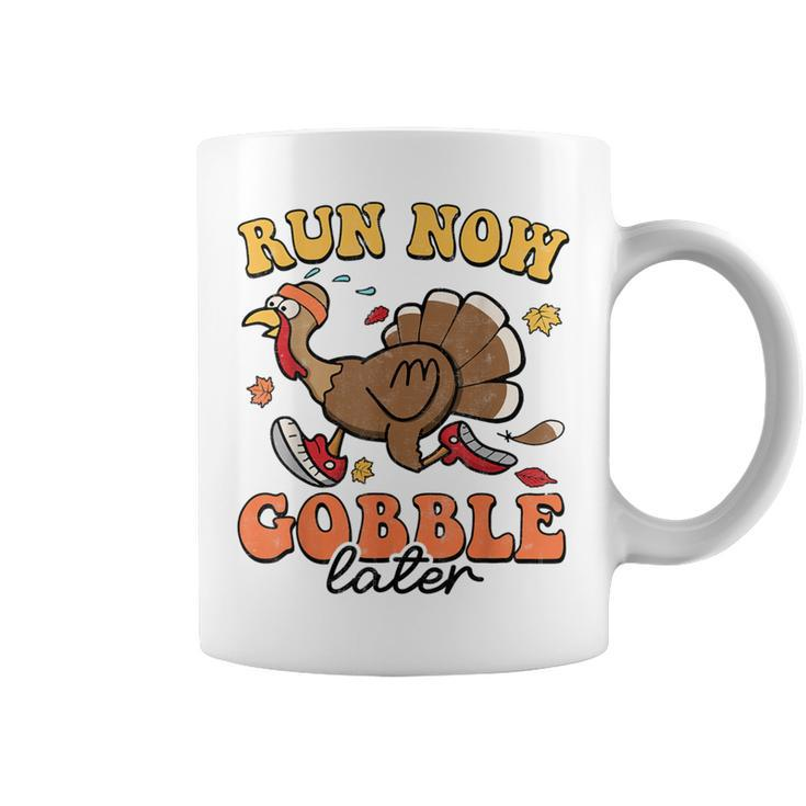 Run Now Gobble Later Turkey Autumn Thanksgiving Groovy Retro Coffee Mug