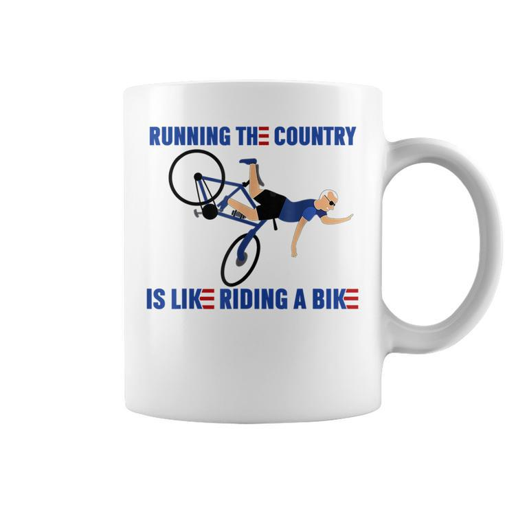 Running The Country Is Like Riding A Bike Joe Biden Funny Running Funny Gifts Coffee Mug