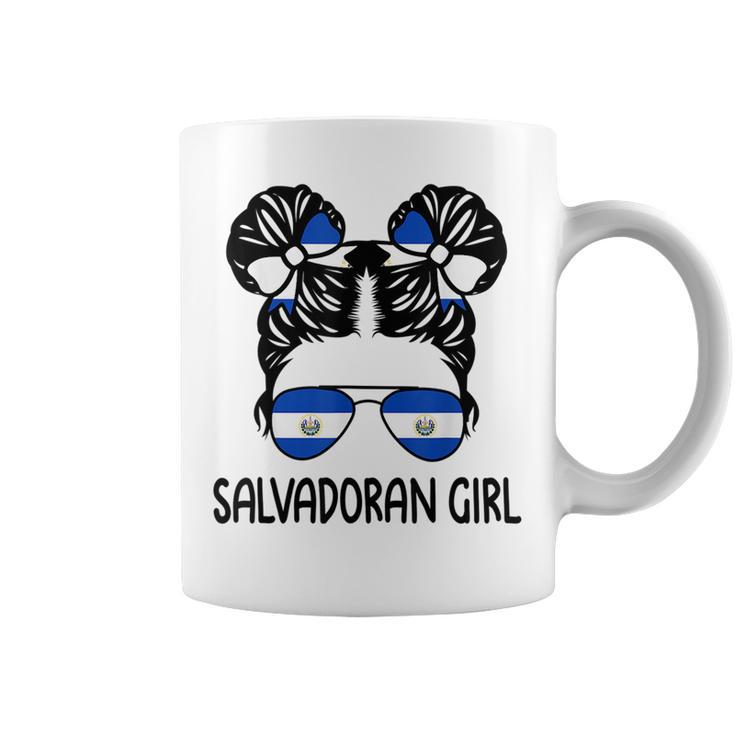Salvadoran Girl Messy Hair El Salvador Pride Patriotic Kids  Coffee Mug
