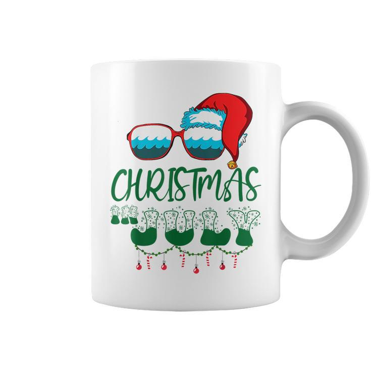 Santa Hat Sunglasses Summer Vacation Funny Christmas In July  Coffee Mug
