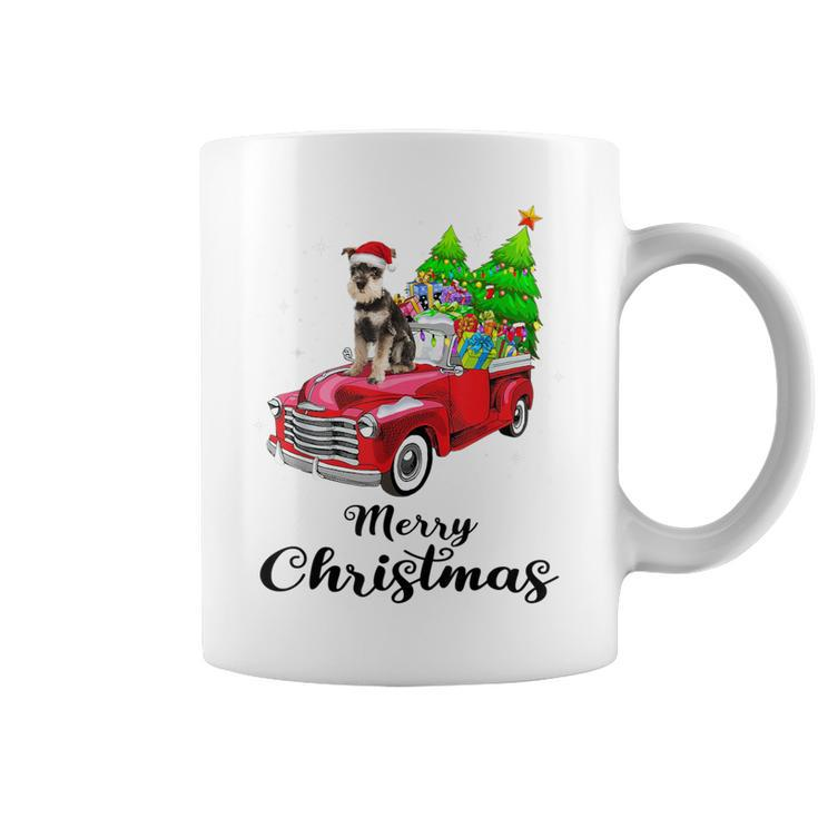 Schnauzer Ride Red Truck Christmas Pajama Coffee Mug