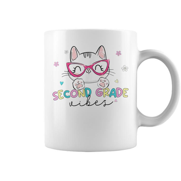 Second 2Nd Grade Vibes Back To School Cute Cat For Girls Coffee Mug