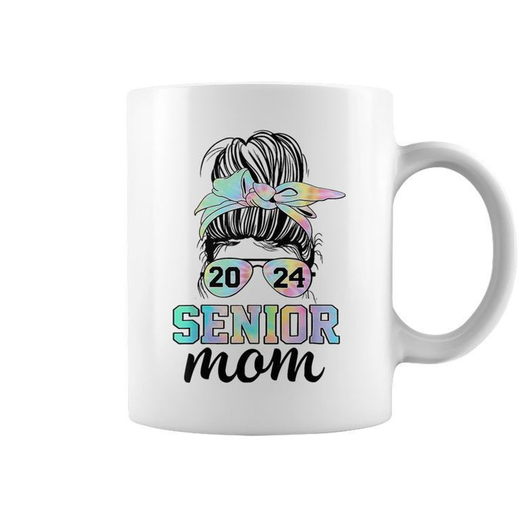 Senior 2024 Mom Class Of 24 Proud Mom Messy Bun Tie Dye  Gifts For Mom Funny Gifts Coffee Mug
