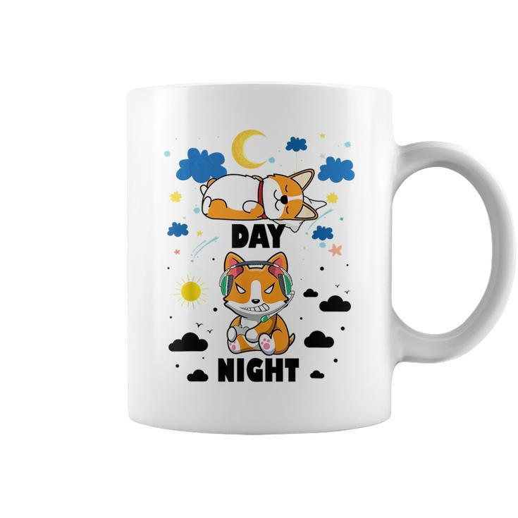 Sleep All Day Play Games All Night Dog Night Corgi Pc Gamer  Coffee Mug