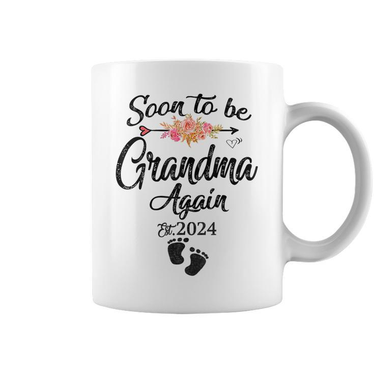 Soon To Be Grandma Again Est 2024 Flower Heart Mothers Day  Mothers Day Funny Gifts Coffee Mug