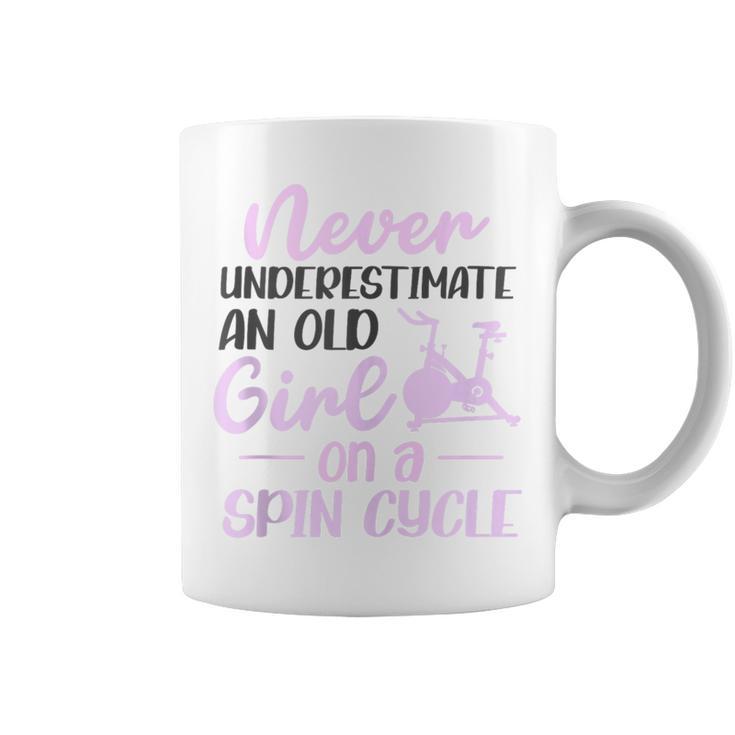 Spinning Class Never Underestimate An Old Girl Spin Coffee Mug