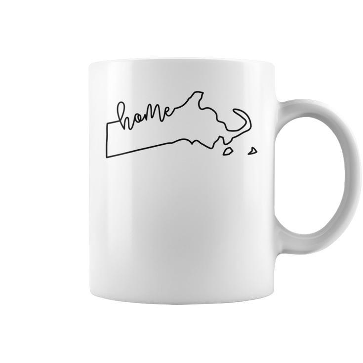 State Of Massachusetts Outline With Home Script Acj021a Coffee Mug
