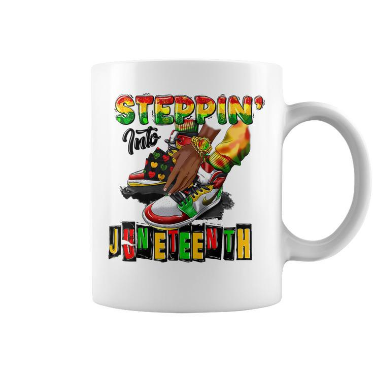 Stepping Into Junenth African American Black Shoes  Coffee Mug