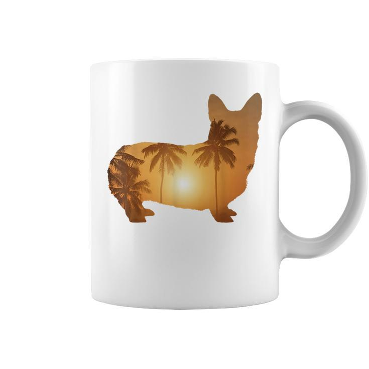 Summer Sunset Beach - Dog Silhouette Corgi  Coffee Mug
