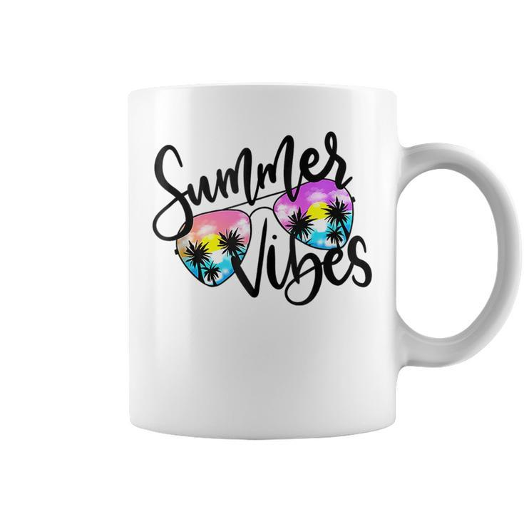 Summer Vibes Sunglasses Palm Tree Beach Sunshine Summer Trip  Coffee Mug