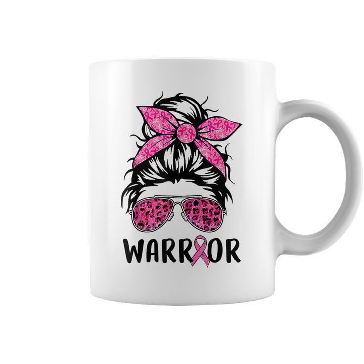 Support Squad Messy Bun Pink Warrior Breast Cancer Awareness Breast Cancer Awareness Funny Gifts Coffee Mug