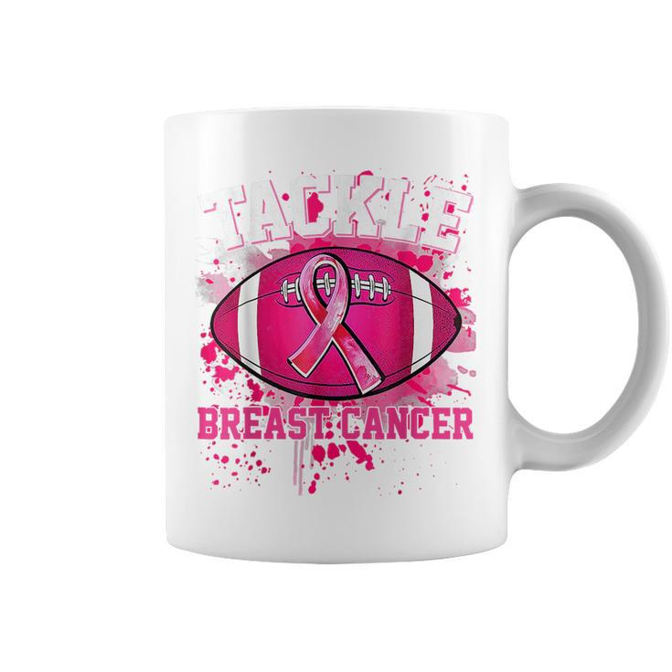 Tackle Football Pink Ribbon Breast Cancer Awareness Boy Kids  Coffee Mug