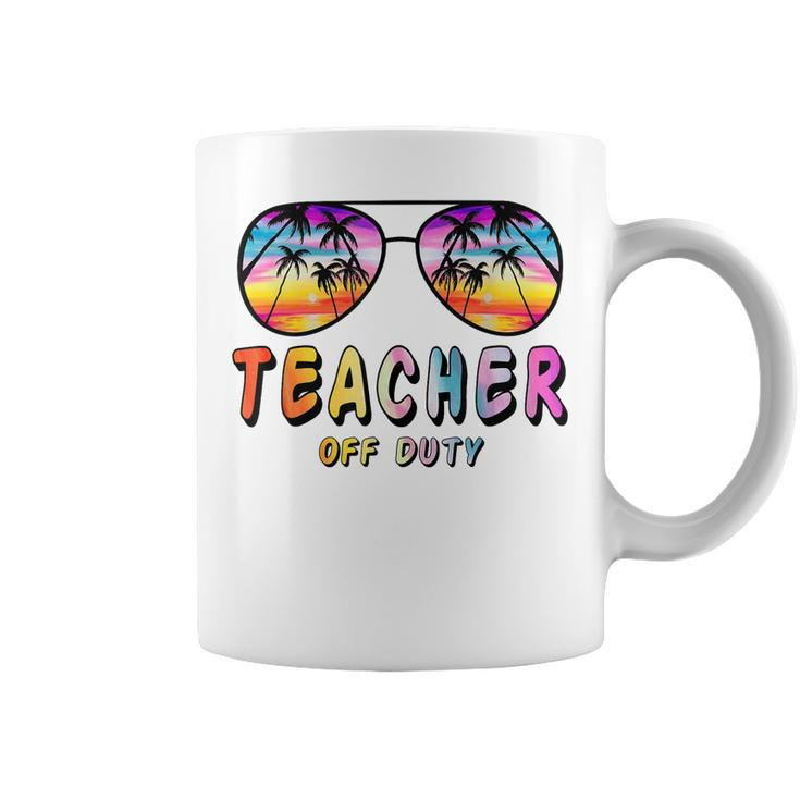 Teacher Off Duty Rainbow Sunglasses Palm Beach End Of School  Coffee Mug