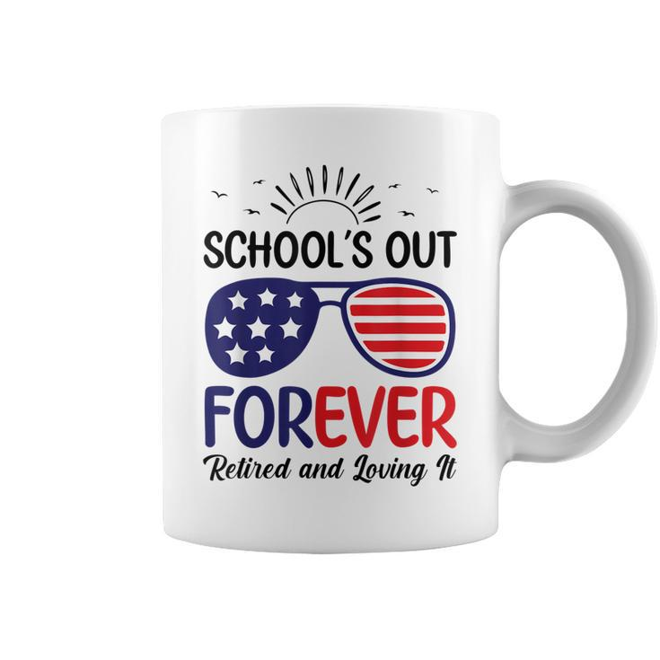 Teacher Schools Out Forever Funny American Flag Sunglasses Coffee Mug