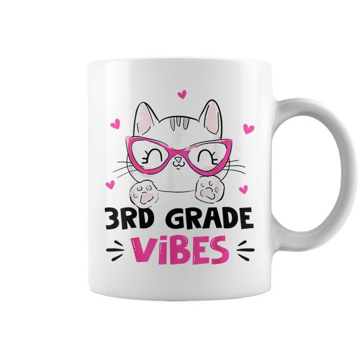 Third 3Rd Grade Vibes Back To School Cute Cat Cute For Girls Coffee Mug