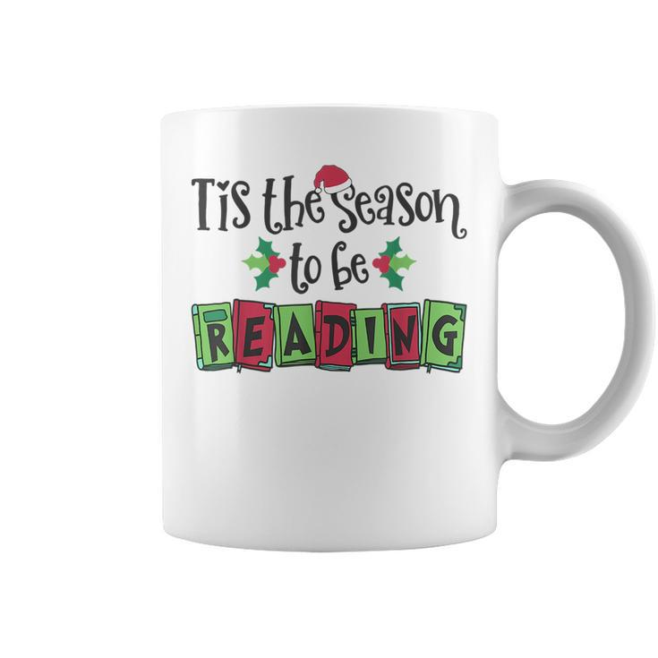 Tis The Season To Be Reading Christmas Teacher Holiday Book Gifts For Teacher Funny Gifts Coffee Mug