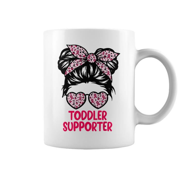Toddler Supporter Messy Bun Breast Cancer Girl Toddler Kid Coffee Mug